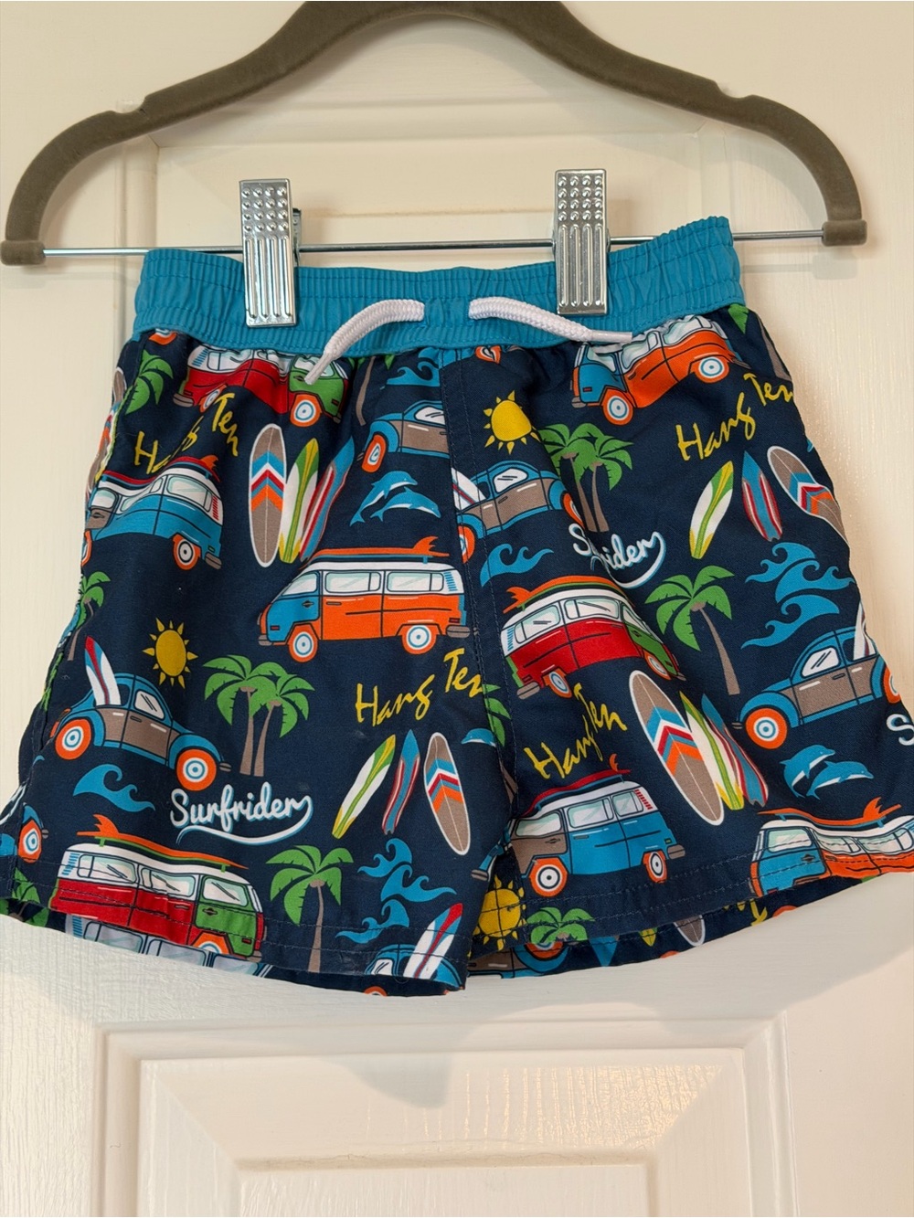 Floatimini Turquoise Waistband Navy Surf Van Swim Shorts